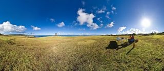Tahai Hanga Kio E At Sunrise With Rapa Nui Women