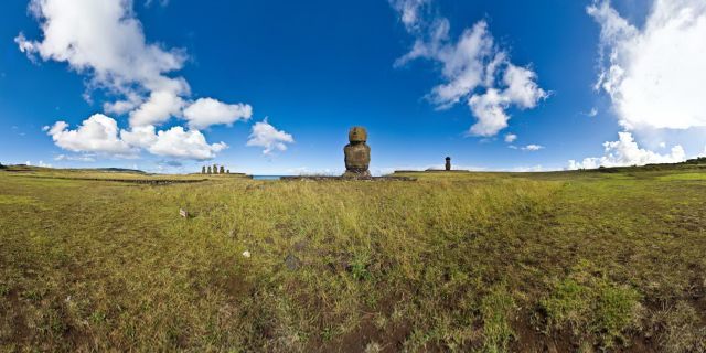 The Tahai Ceremonial Complex is an archaeological site on Rapa Nu. Tahai comprises three principal ahu from north to south: Ko Te Riku (with restored eyes), Tahai, and Vai Ure.
